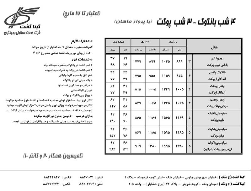 پکيج تورهاي تايلند