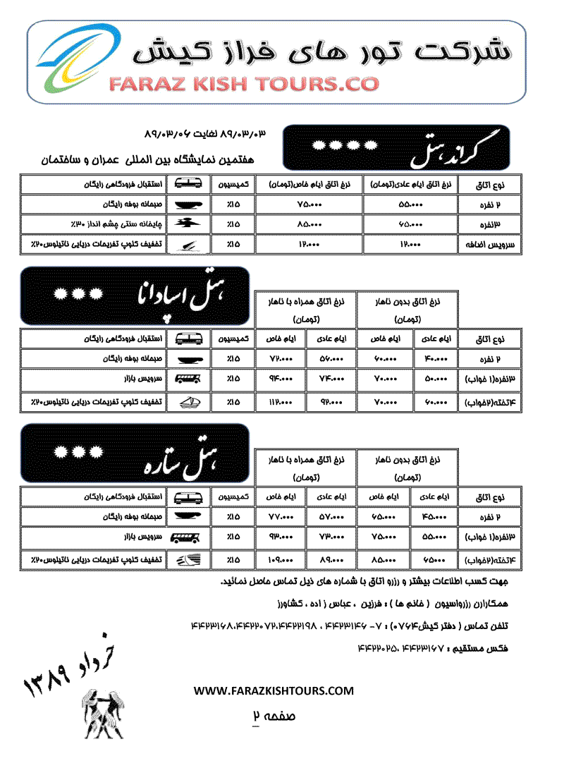 نرخ هتلهاي کيش