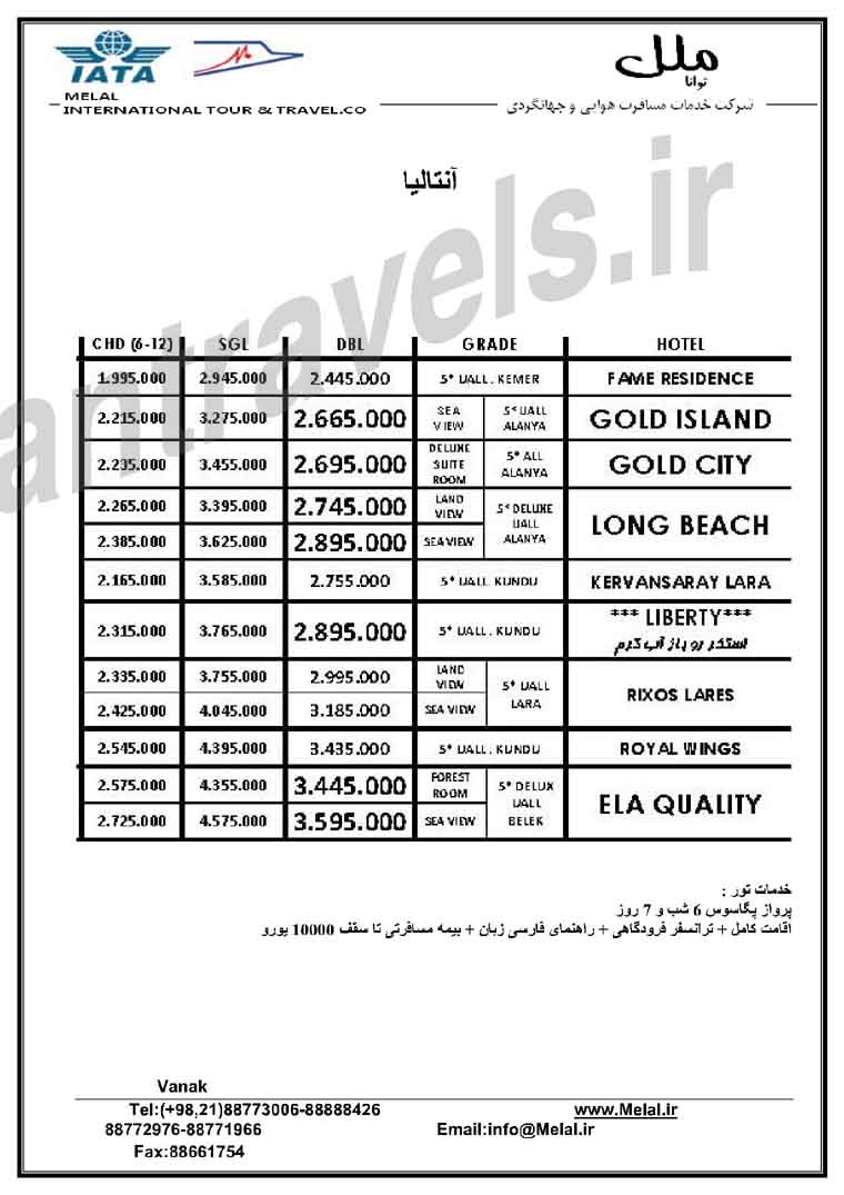 تورهاي ترکيه / نوروز 93