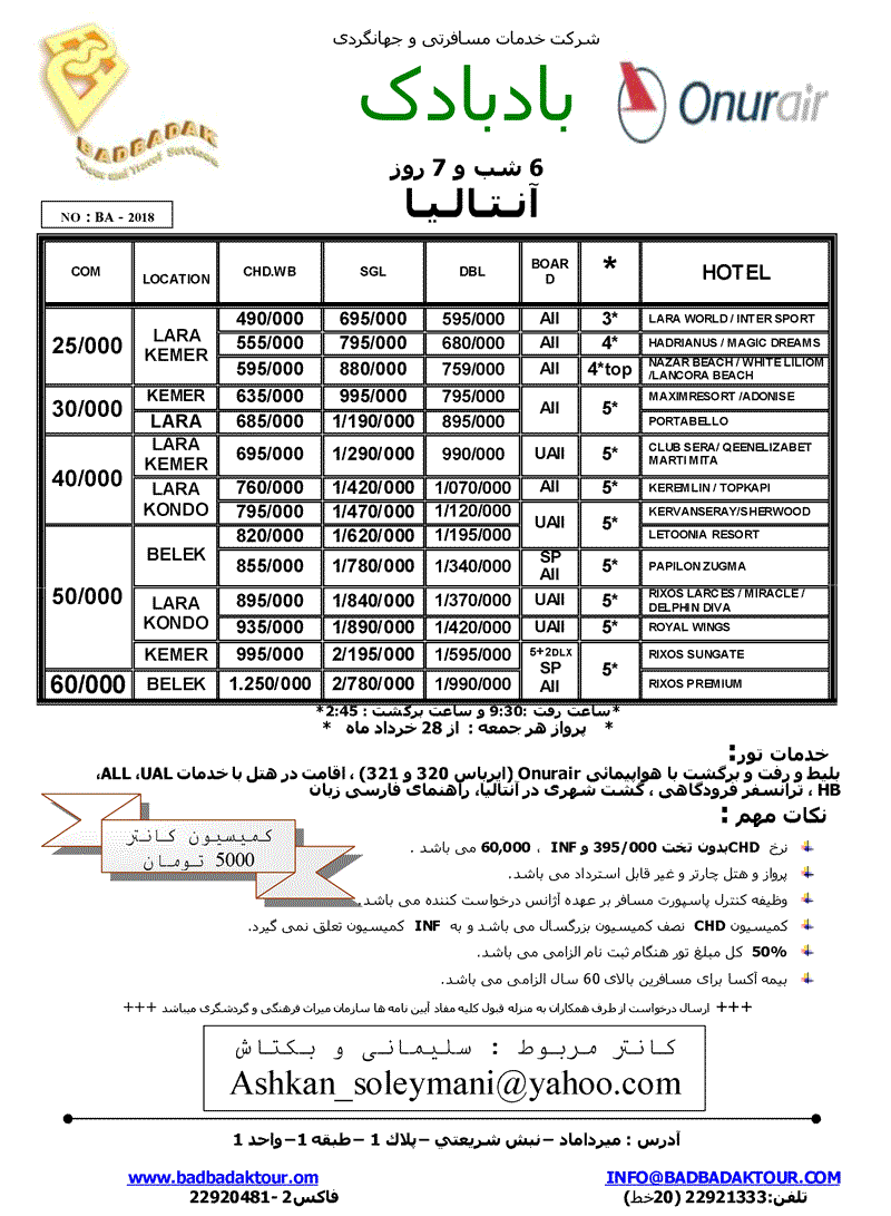 پکيج تورهاي ترکيه