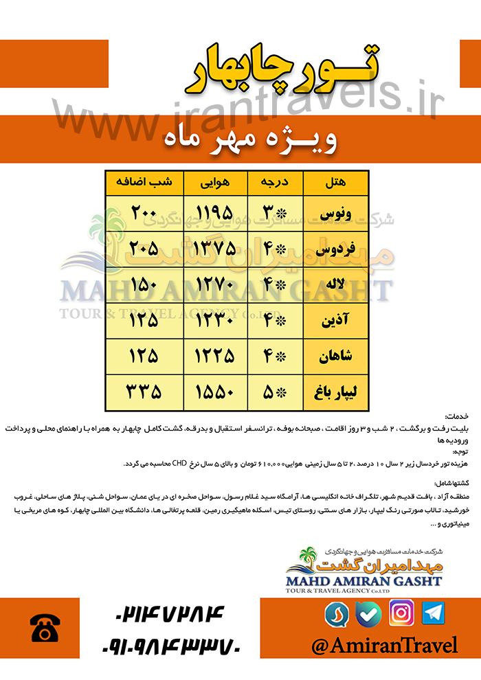 تورهاي چابهار/ پاييز97