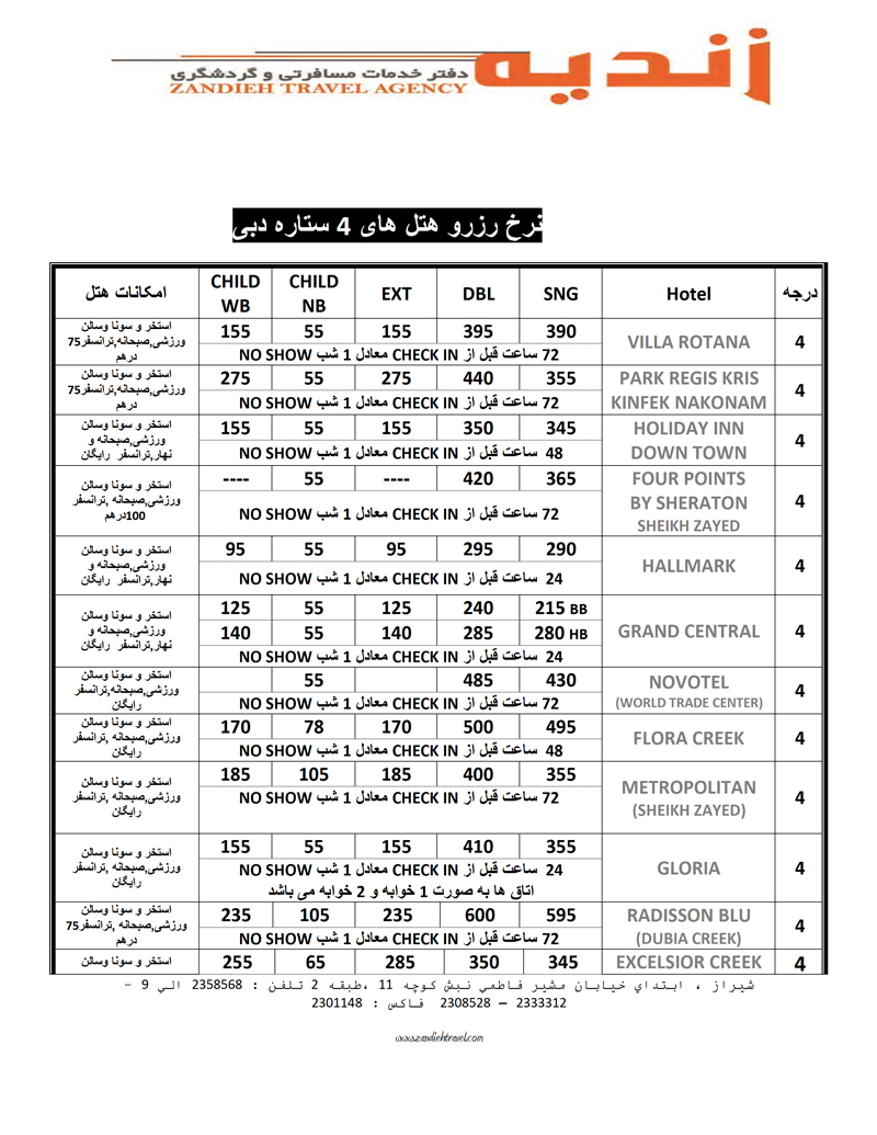 اصلاحيه كاهش نرخ هتلهاي دبي