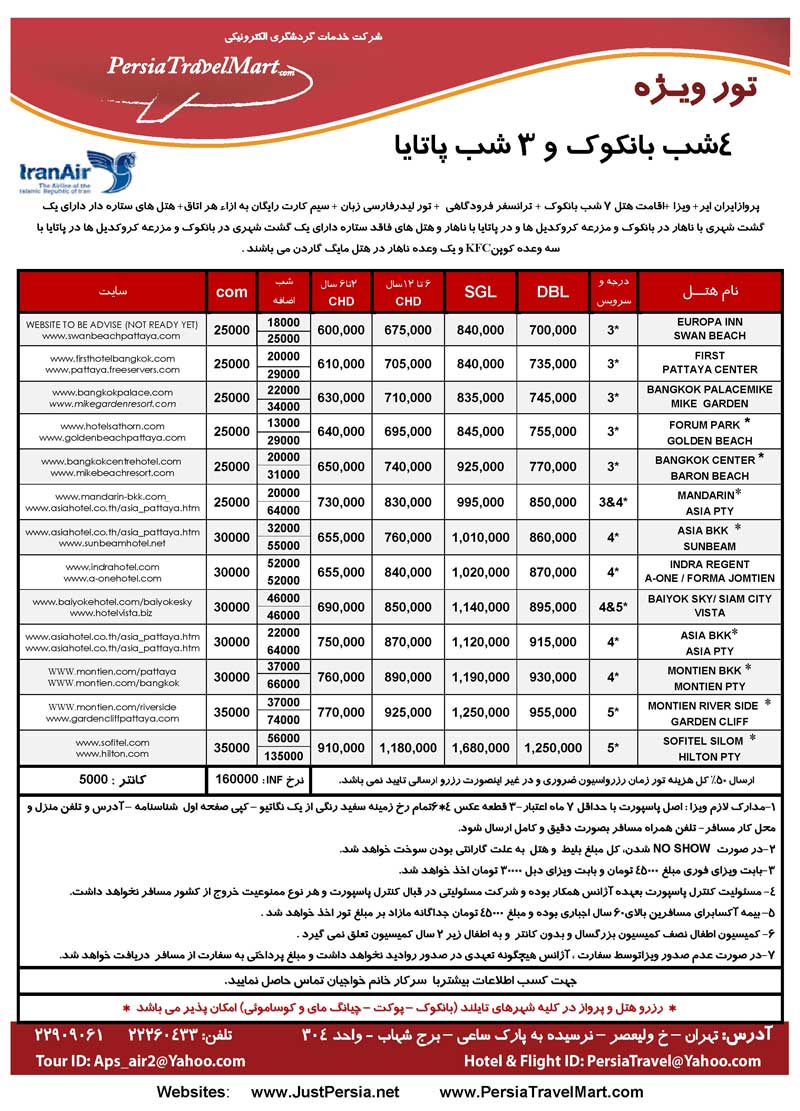 پکيج تورهاي تايلند