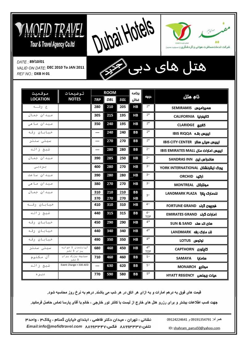 پکيج هتل هاي دبي