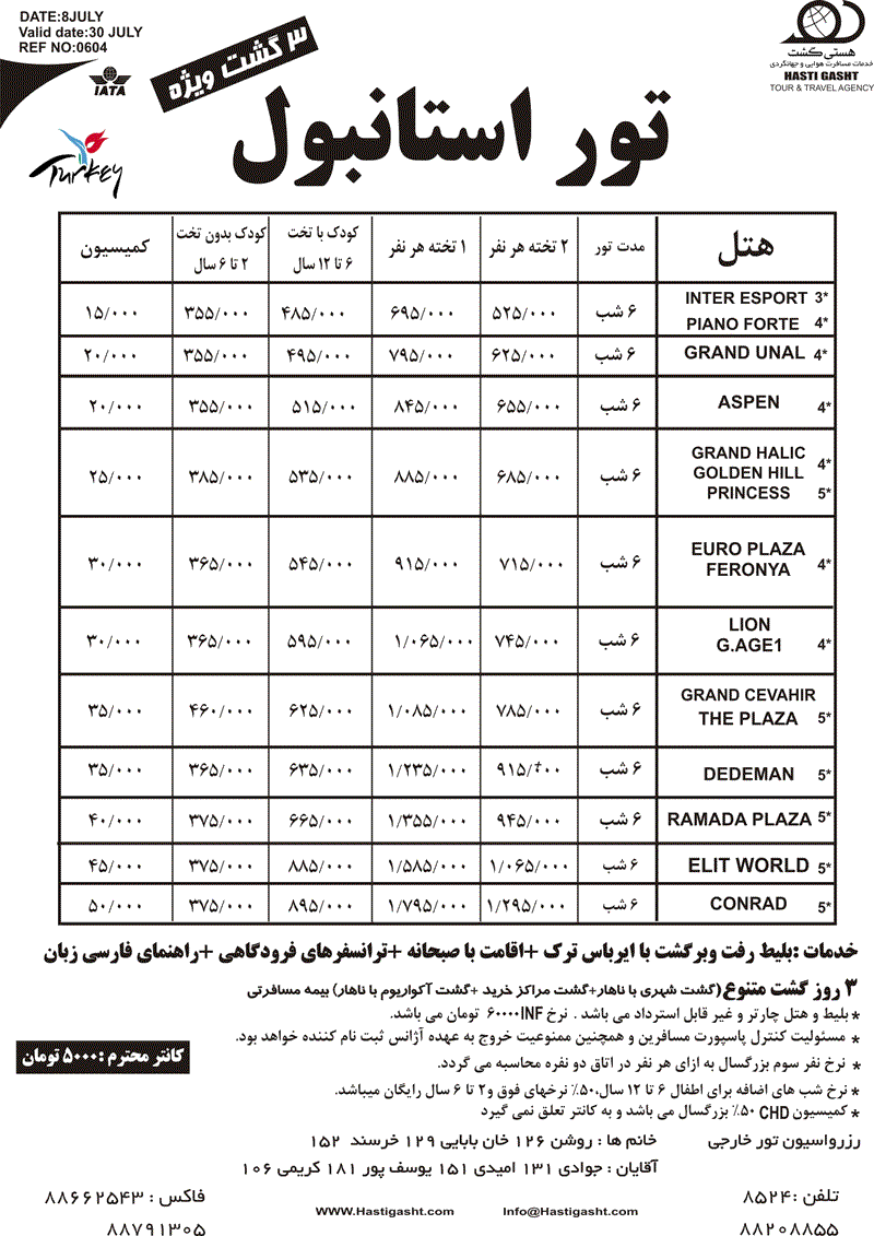 پکيج تورهاي ترکيه