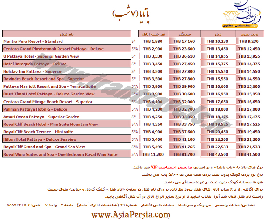 تورهاي تايلند / مرداد 95