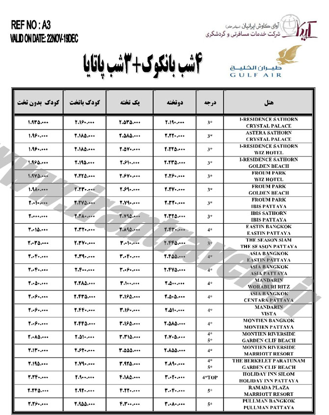 تورهاي تايلند / پاييز 1393