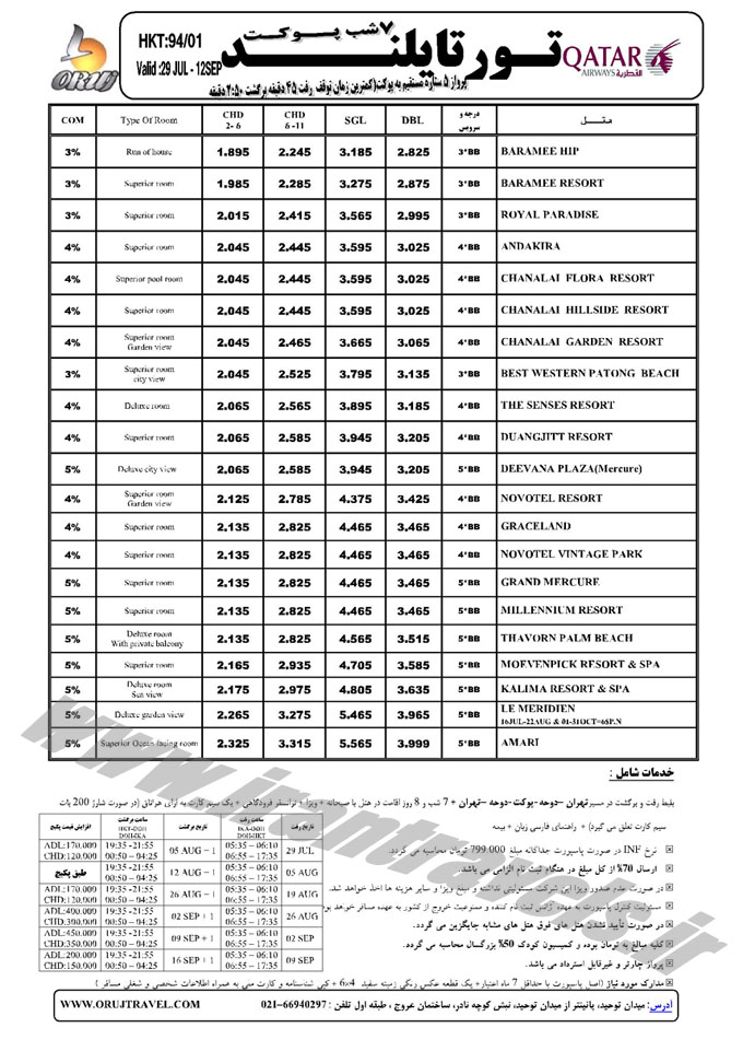 تورهاي تايلند / تابستان 94