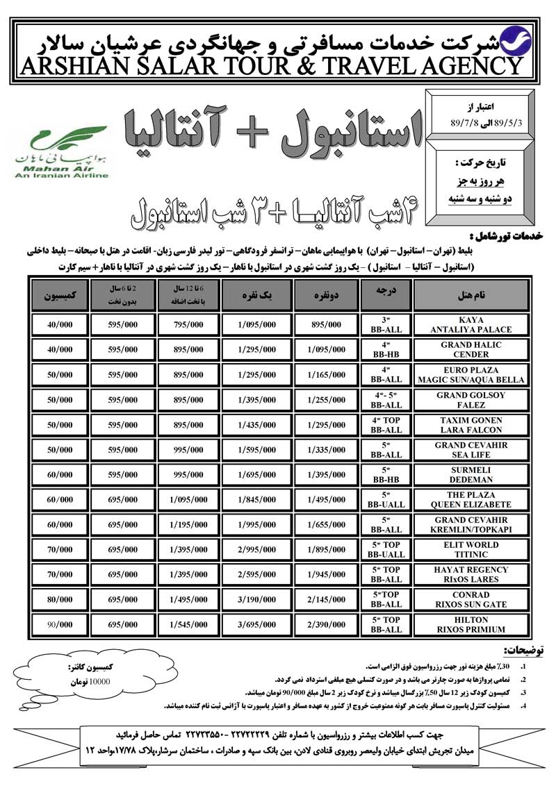 پکيج تورهاي ترکيه