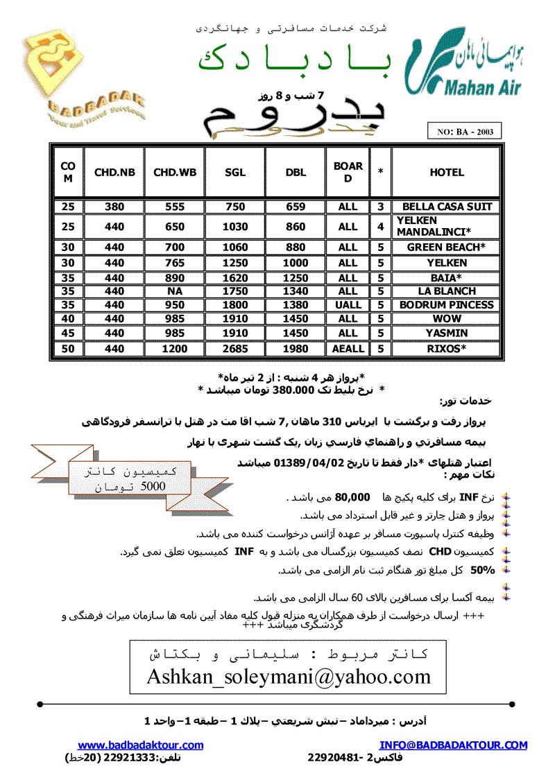 پکيج تورهاي ترکيه