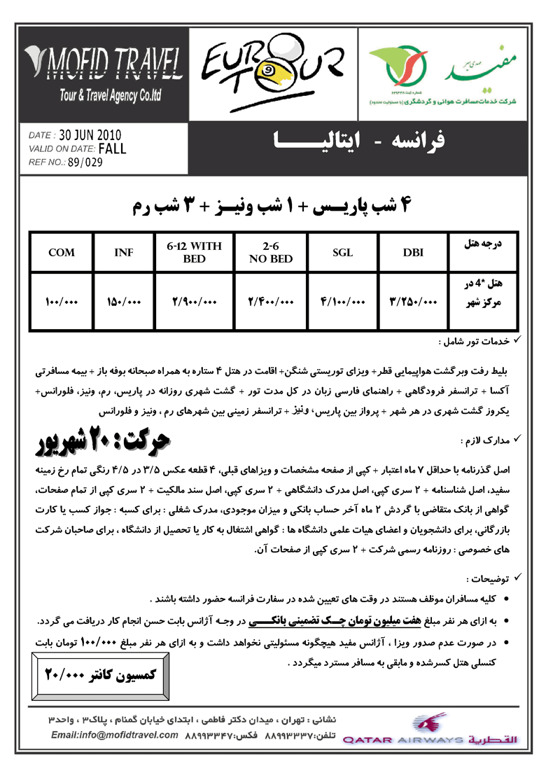 تور فرانسه-ايتاليا