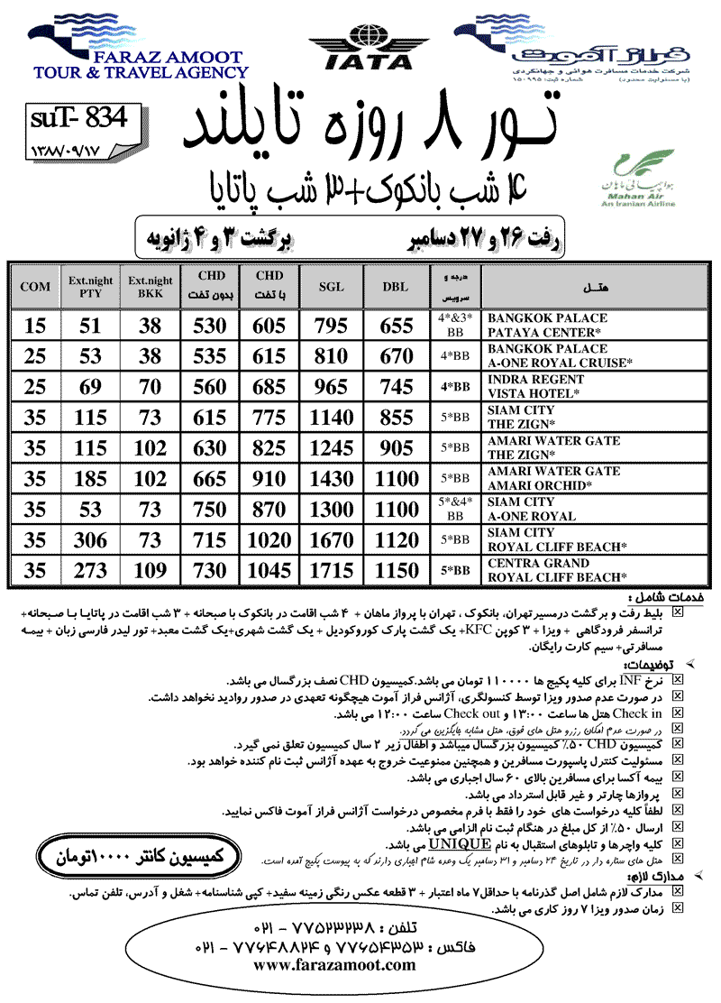 تورهاي تايلند ويژه ژانويه