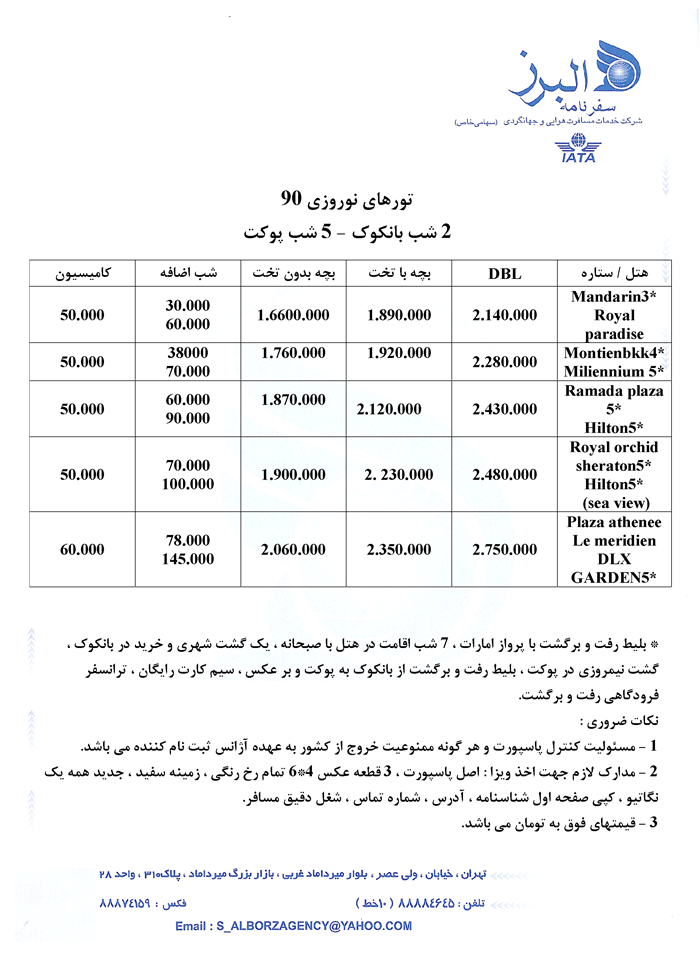 سري نوروزي تورهاي تايلند مالزي اندونزي