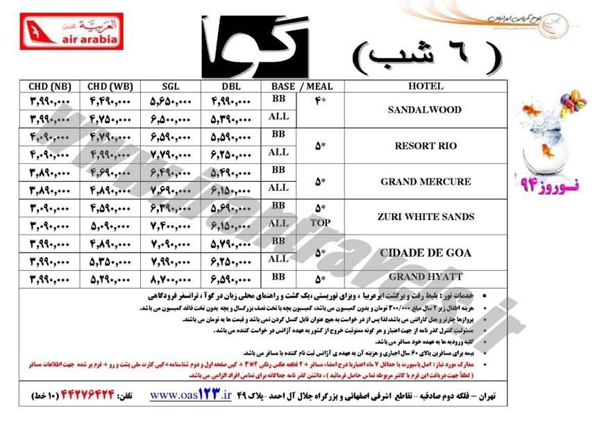 تورهاي هندوستان / نوروز 94