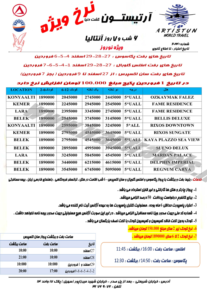 تورهاي ترکيه / نوروز 95