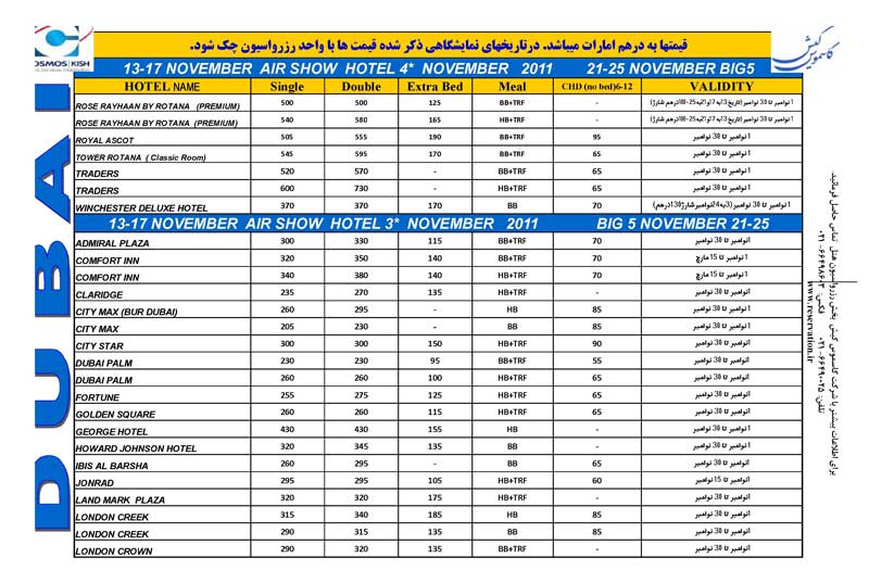 اصلاحيه پکيج هتلهاي دبي اصلاحيه پکيج هتلهاي دبي