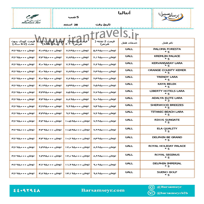 تور آنتاليا/نوروز 98