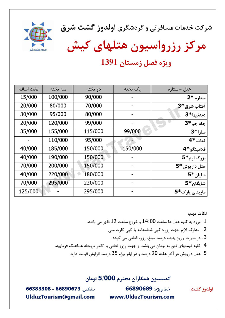 مرکز رزرواسيون هتل هاي داخلي کشور