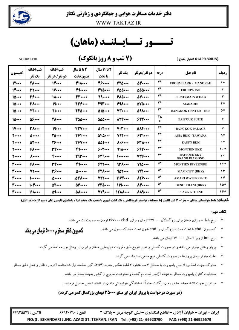 تورهاي تايلند