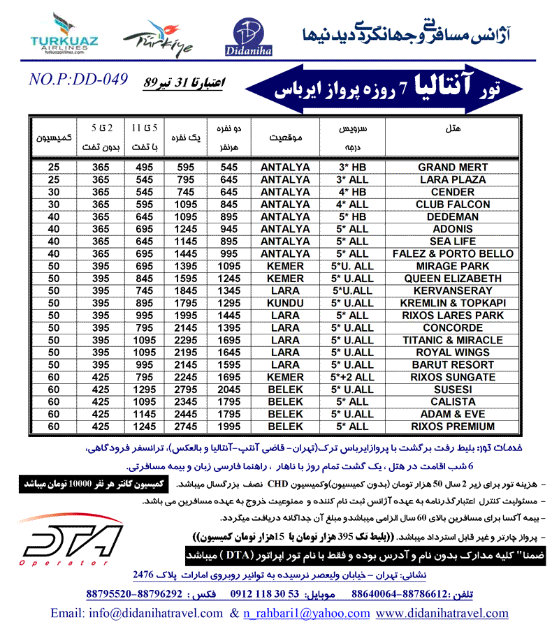 پکيج تورهاي ترکيه