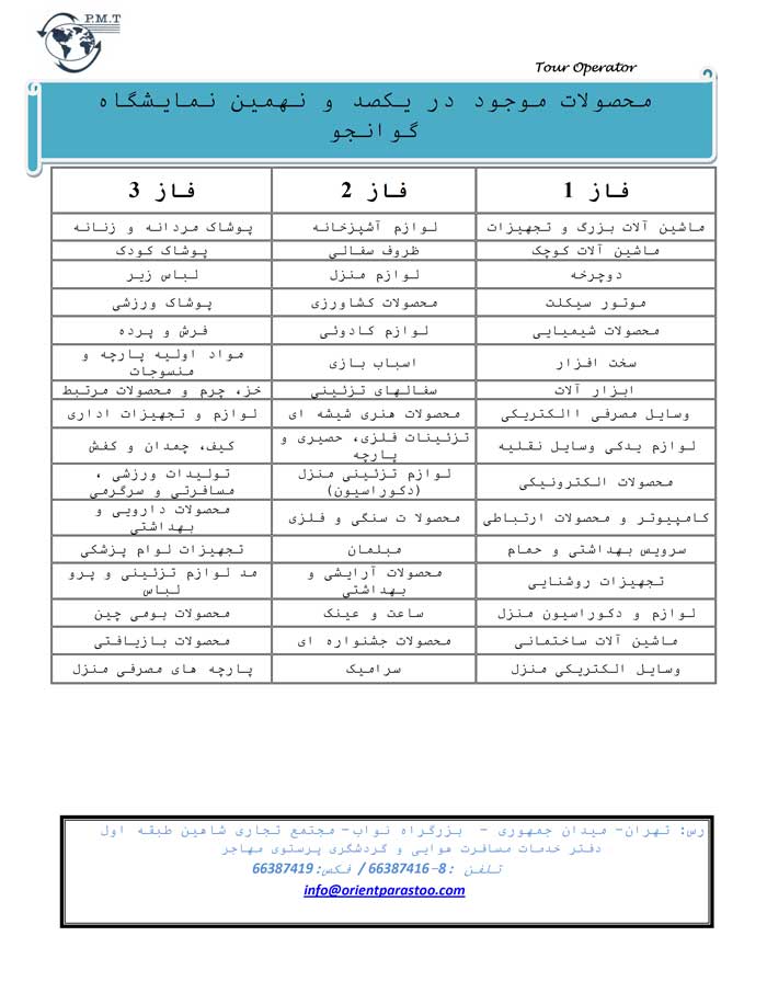 يکصد و نهمين نمايشگاه صادرات و واردات گوانجو