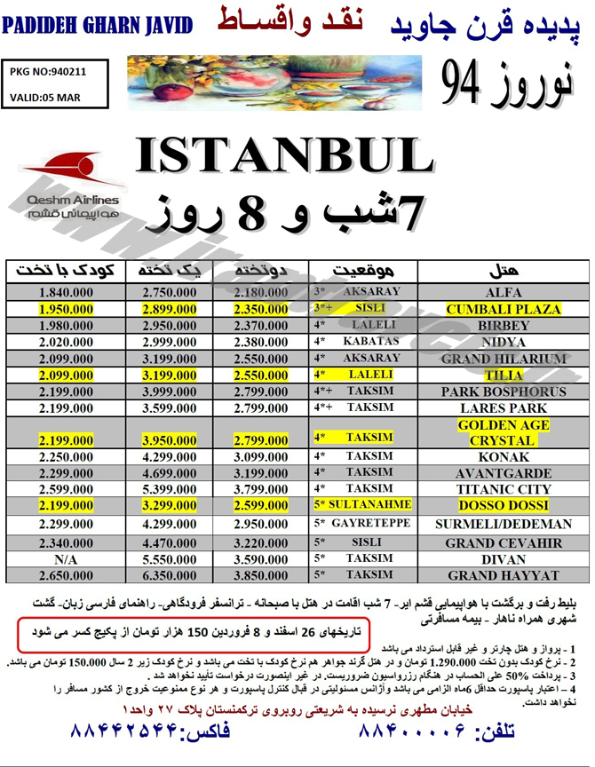 تورهاي ترکيه / نوروز 93
