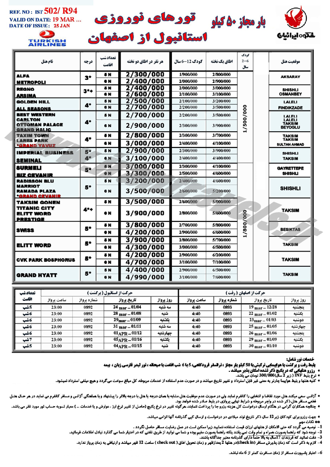 تورهاي ترکيه / نوروز 94