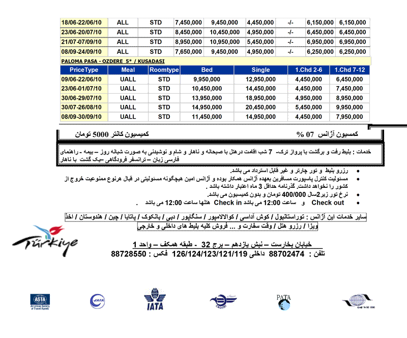 پک  تورهاي ترکيه