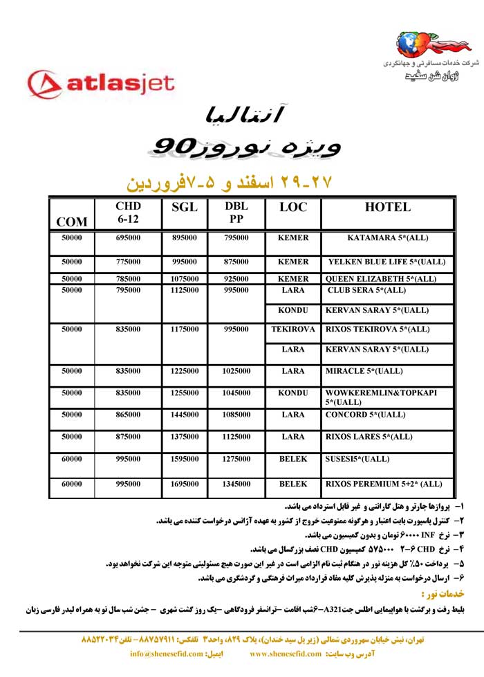 تور نوروزي آنتاليا