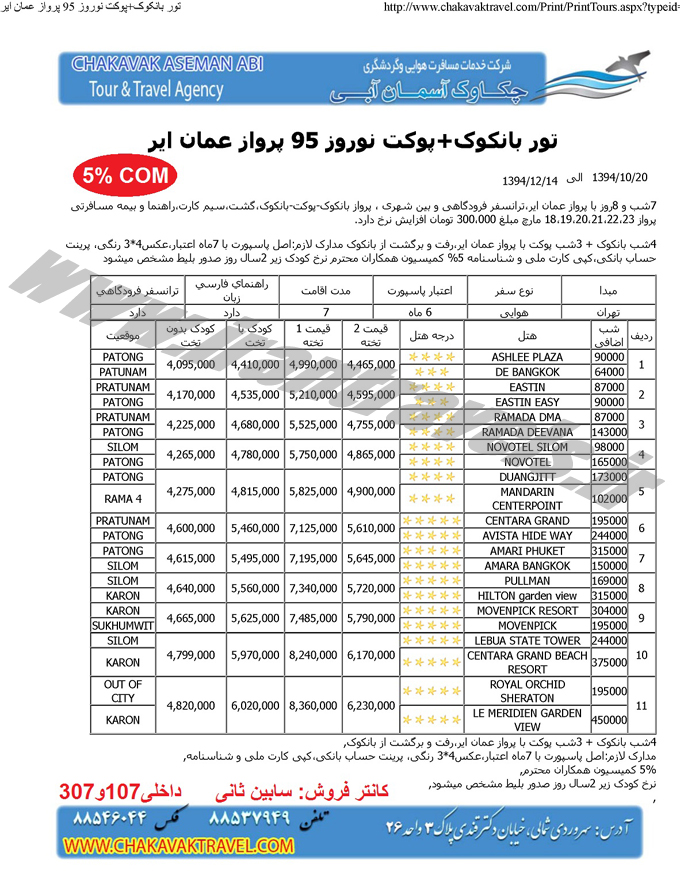 تايلند نوروزي / با عمان اير و الاتحاد 