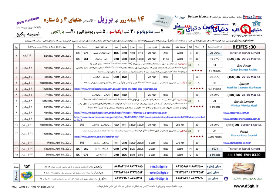 تور برزيل ويژه نوروز