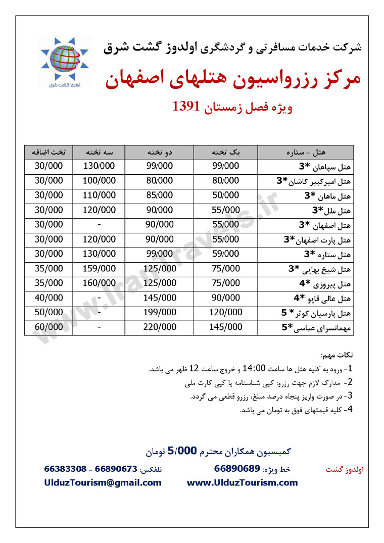 مرکز رزرواسيون هتل هاي داخلي کشور