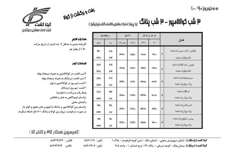 پکيج نوروز مالزي و سنگاپور