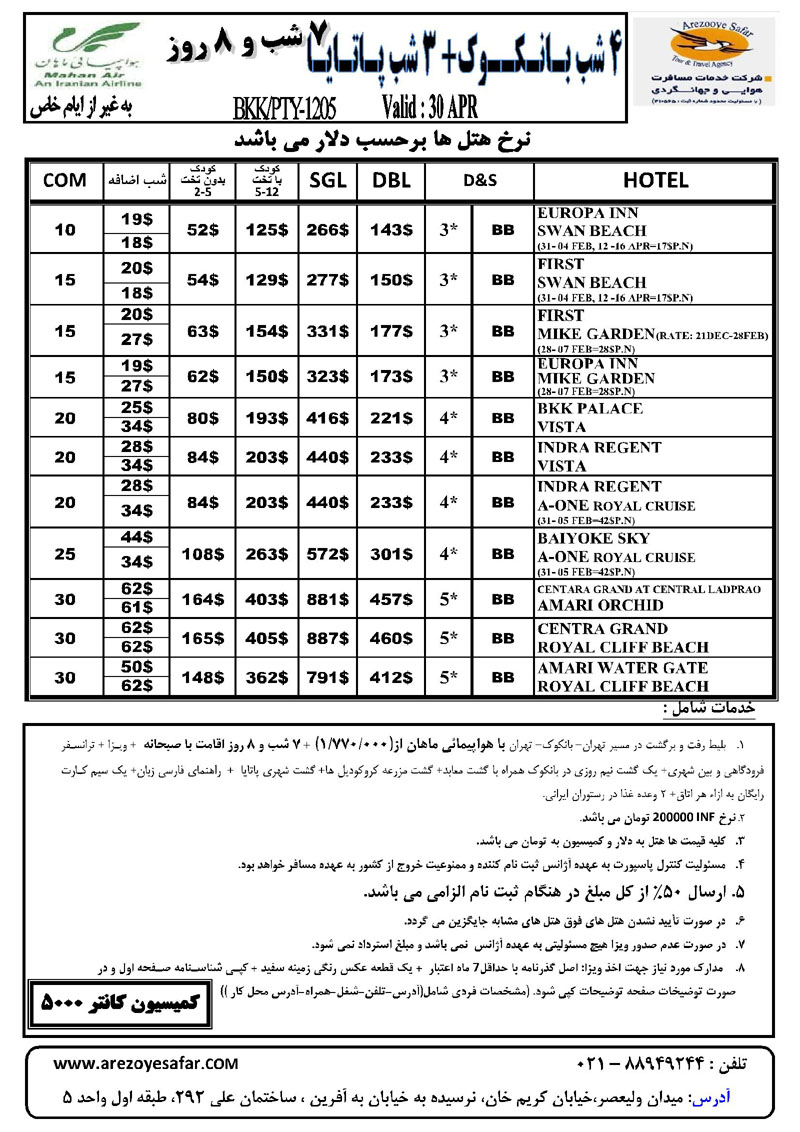 تورهاي تايلند زمستان 92