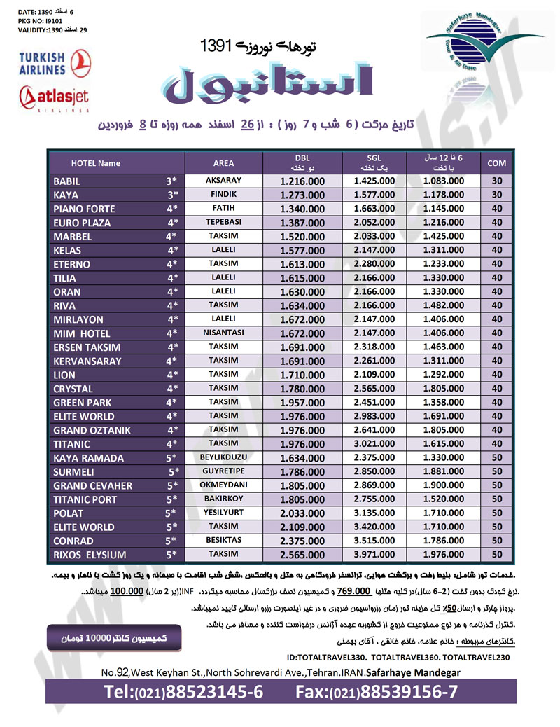 سري تورهاي نوروزي ترکيه