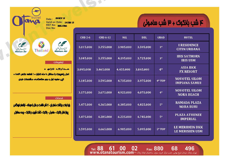 تورهاي تايلند / پاييز 92