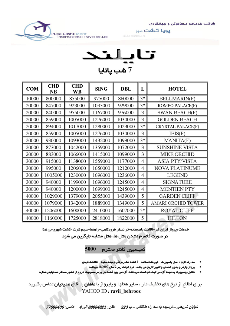 تورهاي تايلند