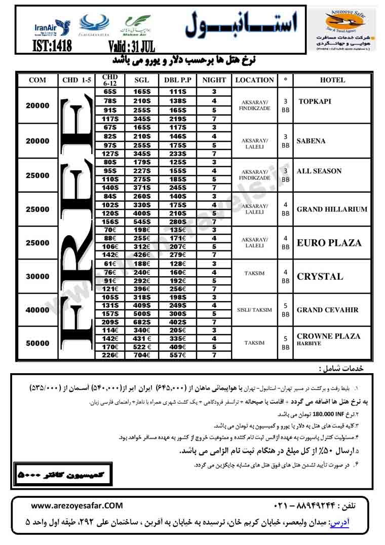 تور هاي ترکيه / تابستان 92