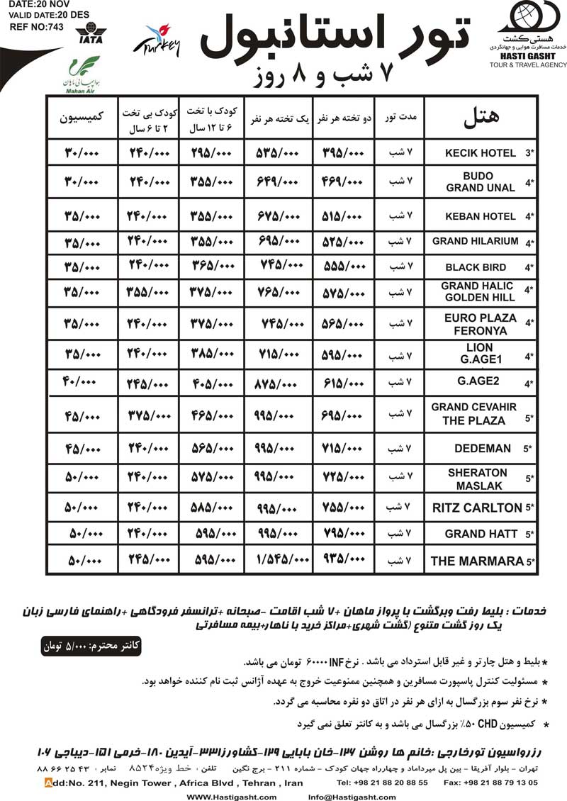 پکيج تورهاي استانبول