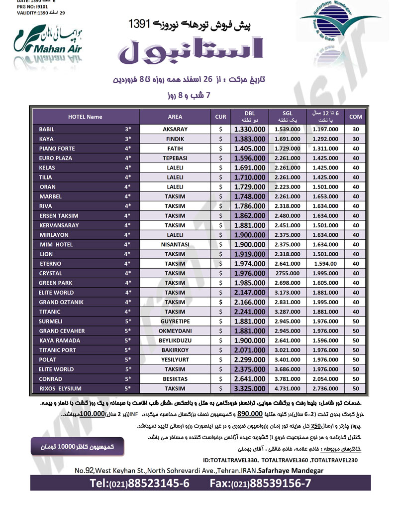 سري تورهاي نوروزي ترکيه