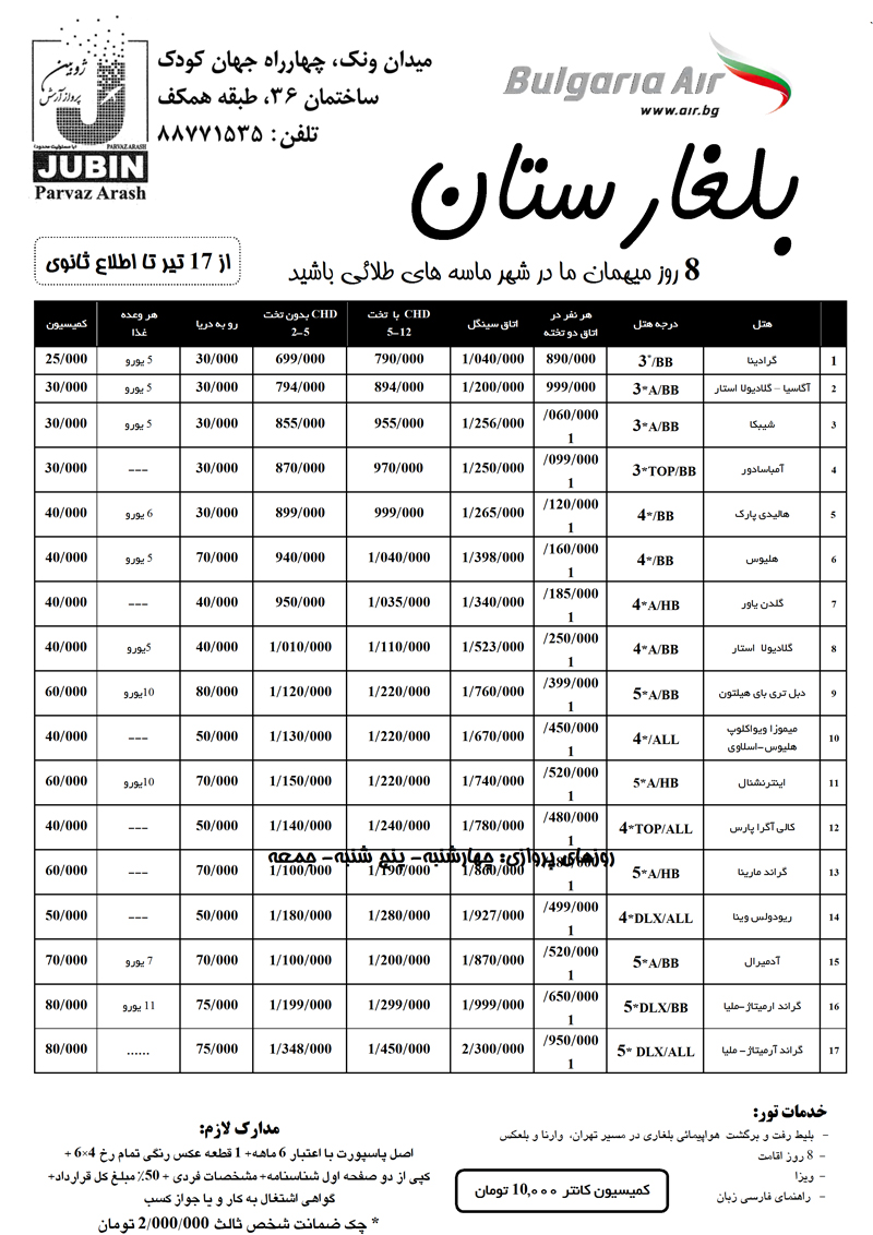 اصلاحيه تور بلغارستان