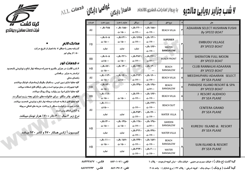 تور جزاير مالديو ويژه نوروز