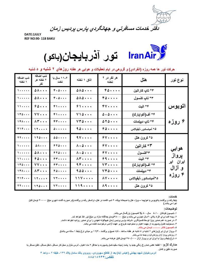 اصلاحيه پکيج هاي آذربايجان(باکو)