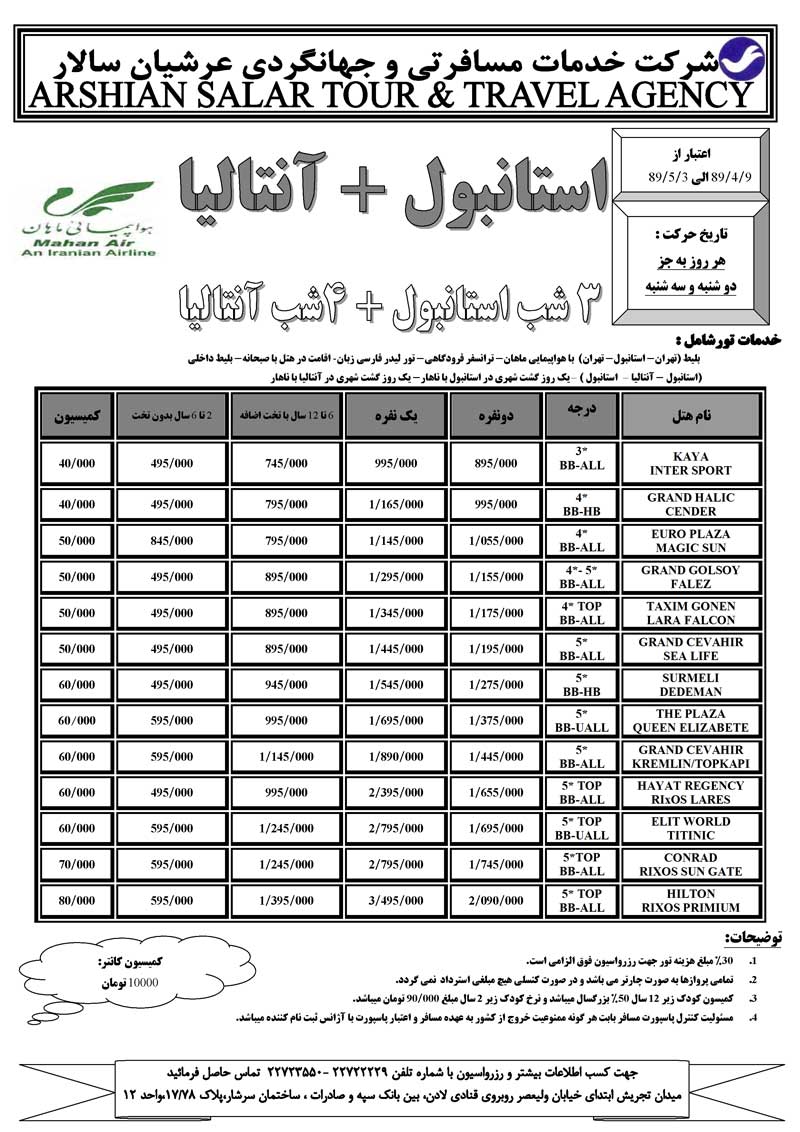 پکيج تورهاي ترکيه