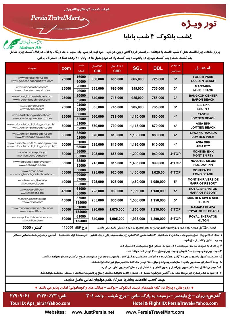 پکيج تورهاي تايلند