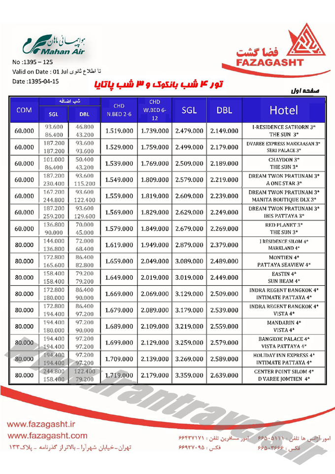 تورهاي تايلند / تير 95