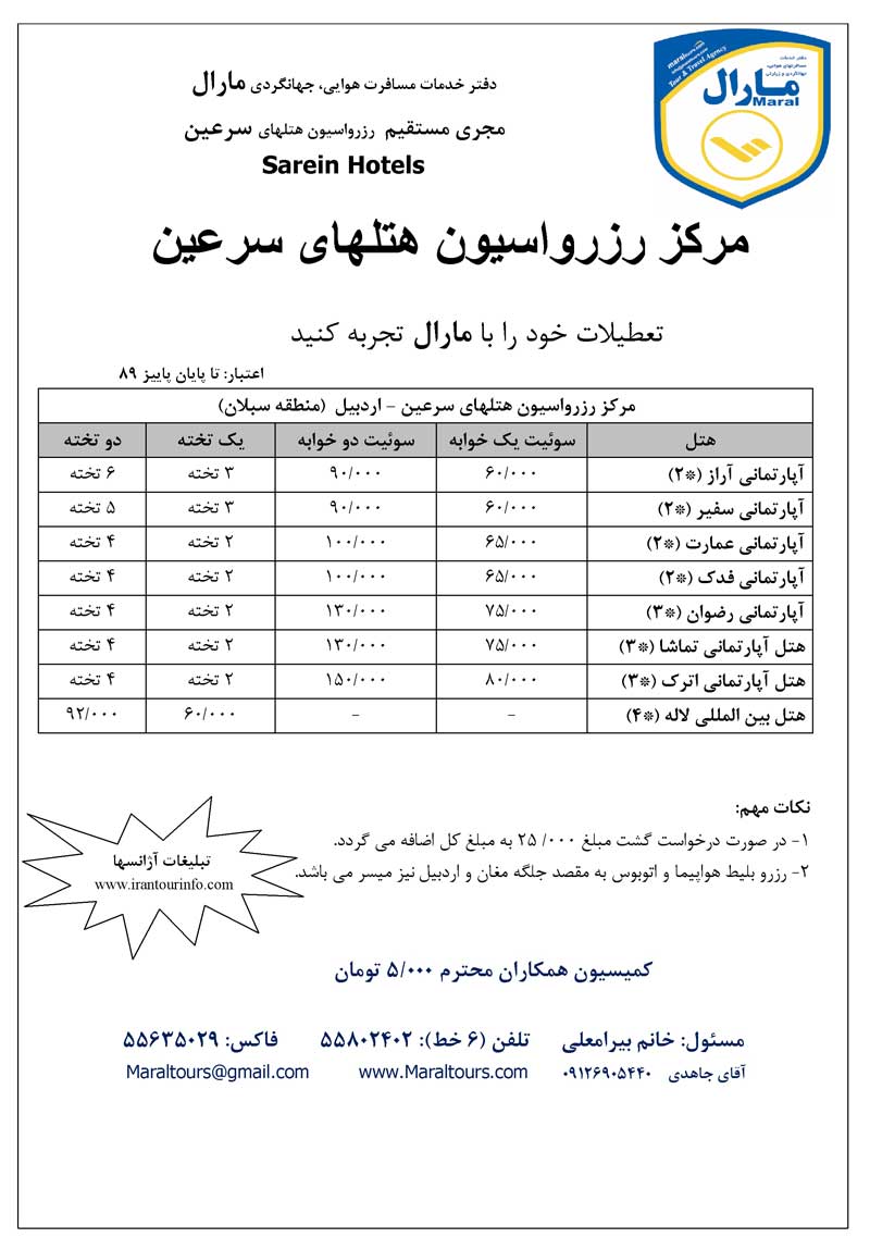 مرکز رزرواسيون هتلهاي سرعين