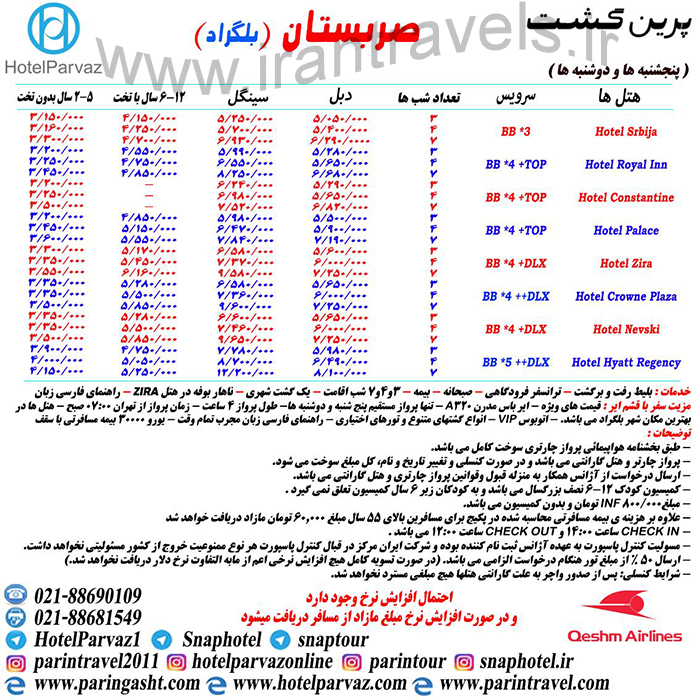 تورهاي صربستان/ تابستان 97