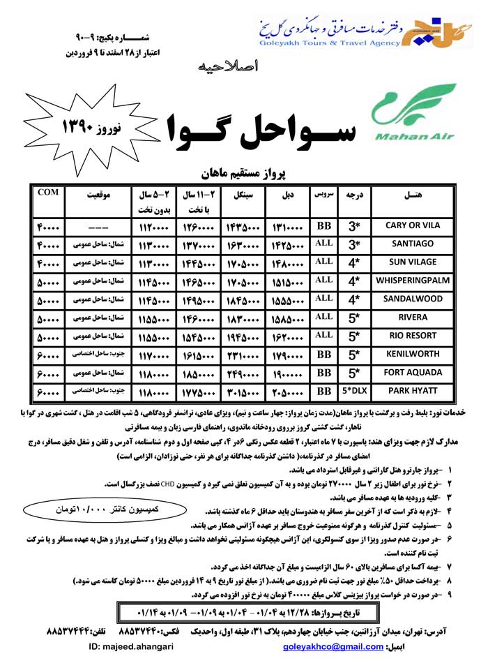 تور نوروزي سواحل گوا