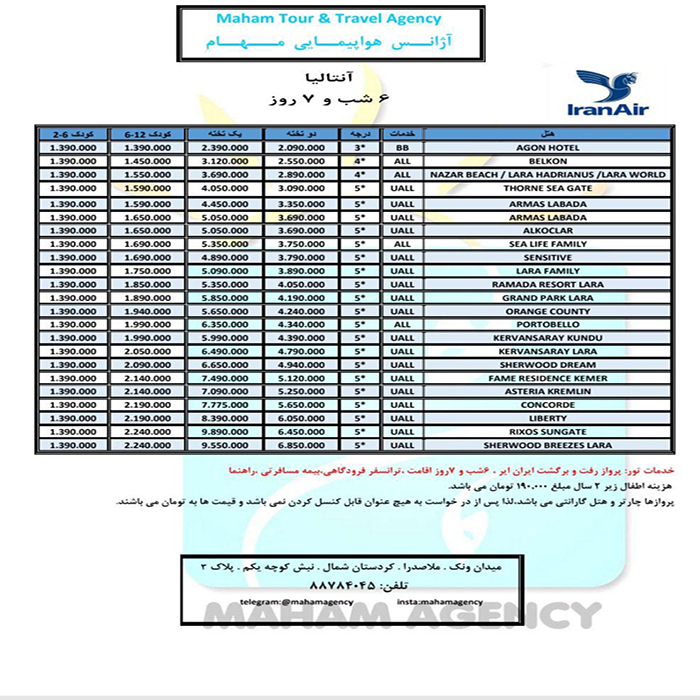 تور آنتاليا/بهار98